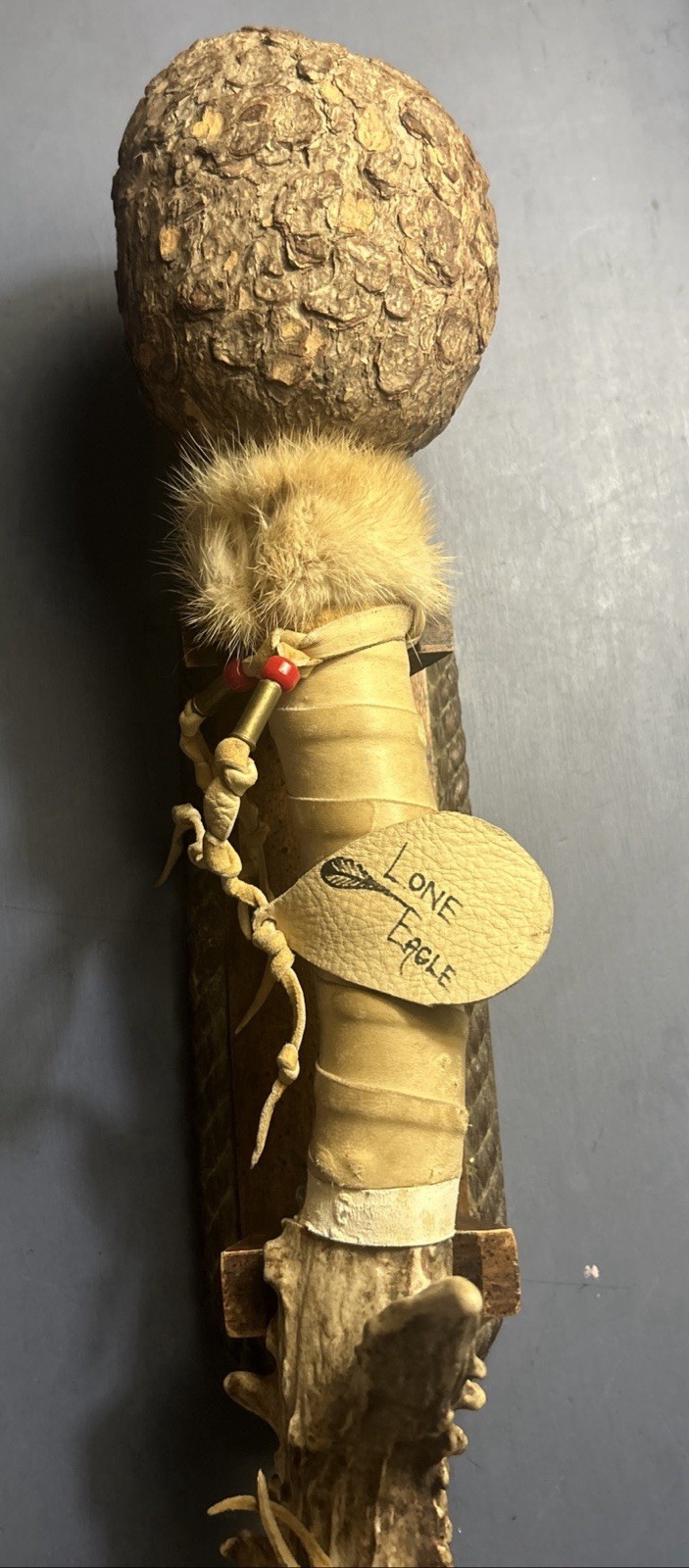 Native American War Club, very cool handmade collectible w/feathers see pics Native American War Club, very cool handmade collectible w/feathers see pics