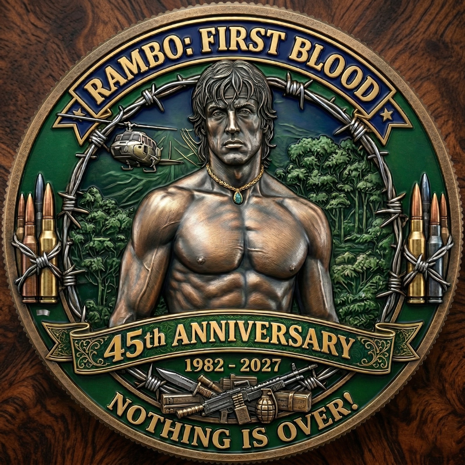 Rambo First Blood 45th Anniversary Coin 1982-2027 Sylvester Stallone Medal