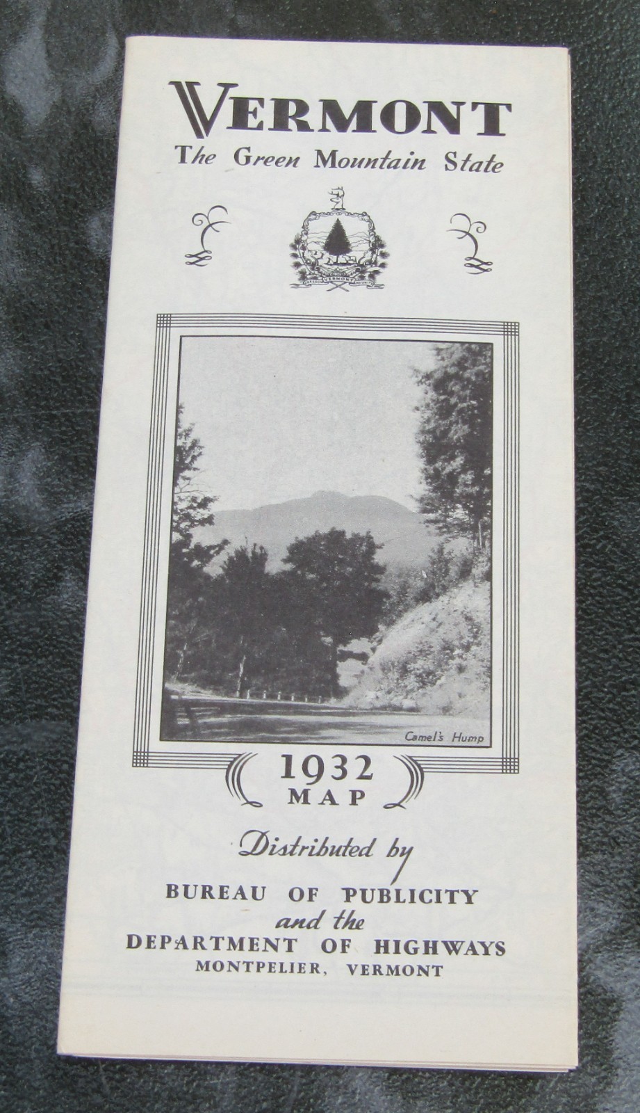 1932 VERMONT Bureau Of Publicity And The Department Of Highways Road Map UNUSED