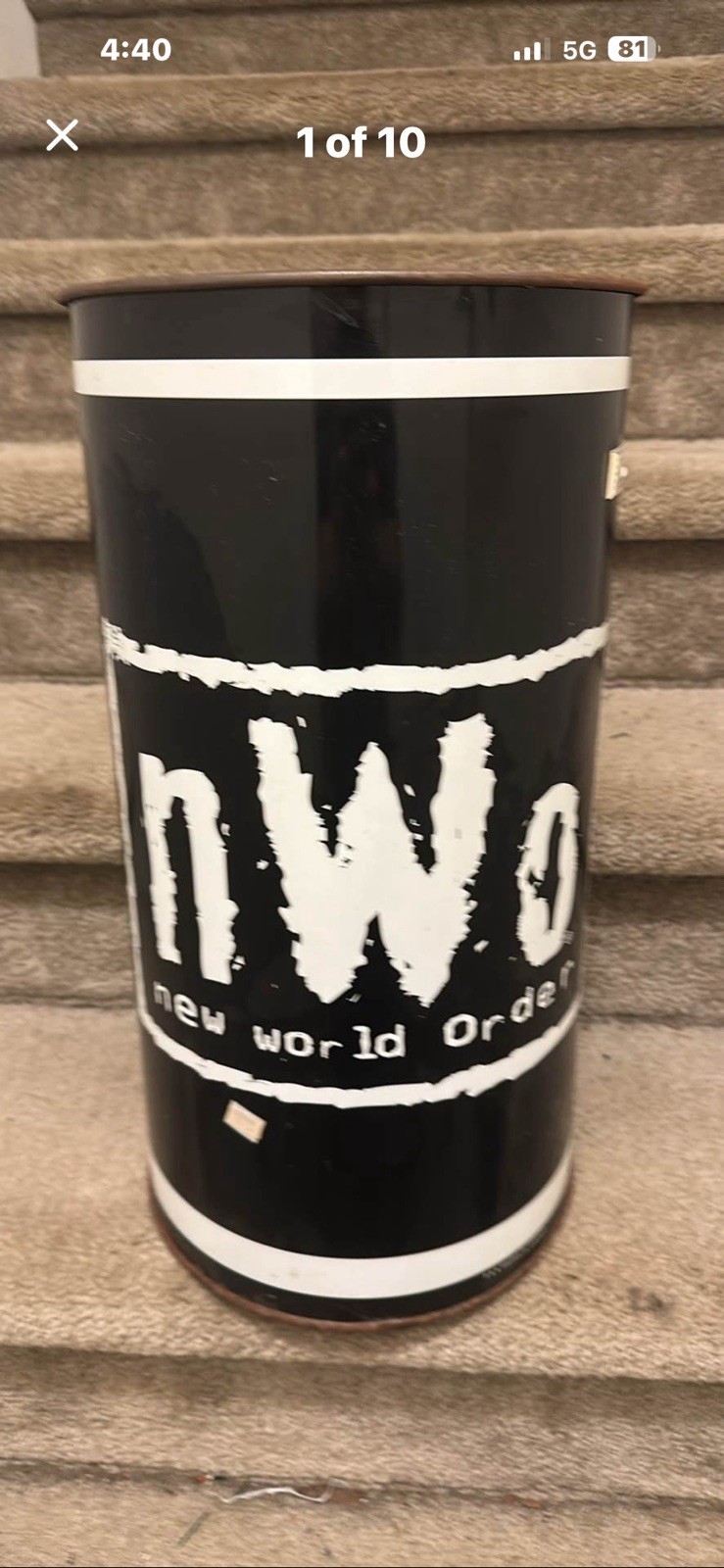 Vintage 1999 WCW NWO Metal Trash Can New World Order Vintage 1999 WCW NWO Metal Trash Can New World Order