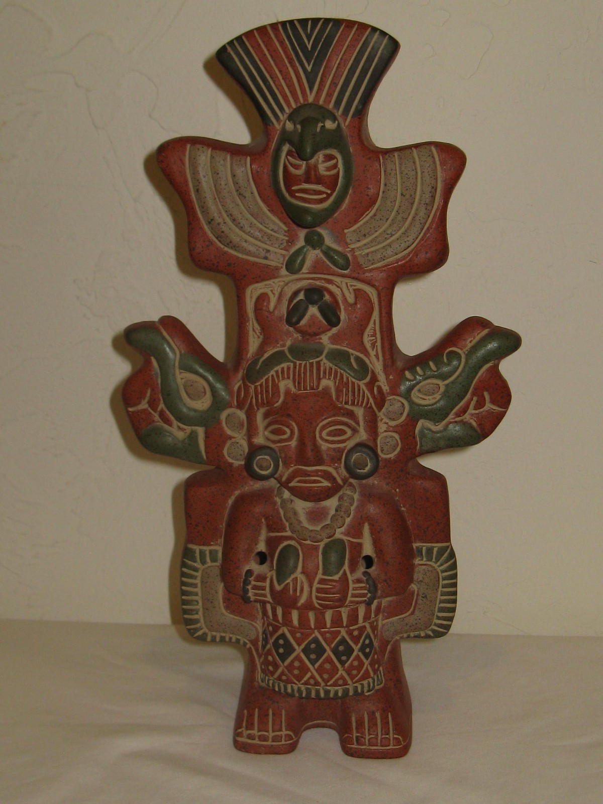 Vintage Mayan Aztec Terracotta Pottery Figurine Totem Mexico 14\