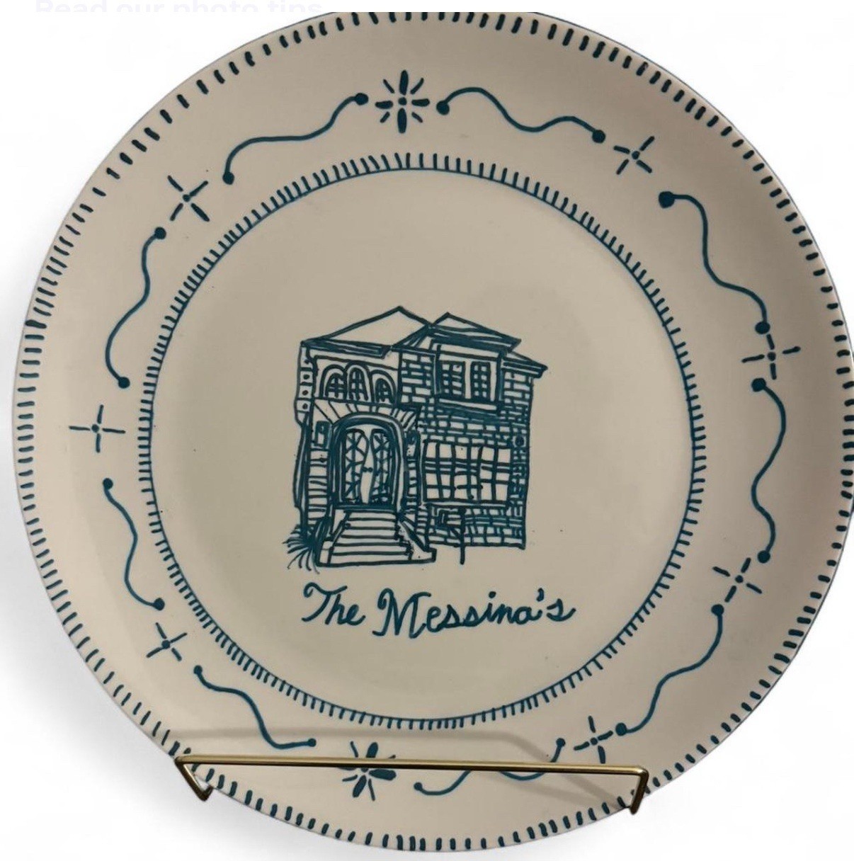 custom 12” ceramic plate with home sketch