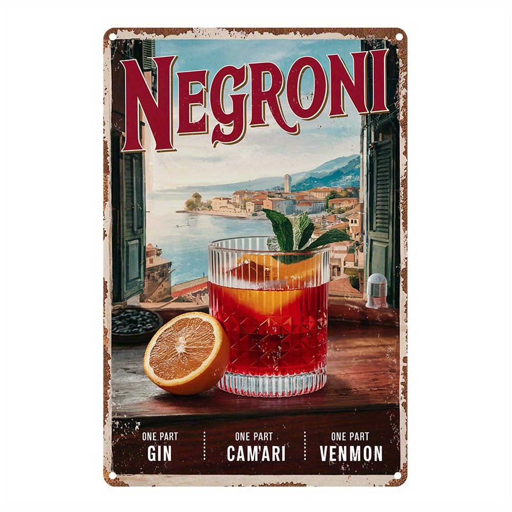 Vintage Negroni Wall Art Tin Metal Signs Home Décor Retro Bartender with Negroni Vintage Negroni Wall Art Tin Metal Signs Home Décor Retro Bartender with Negroni