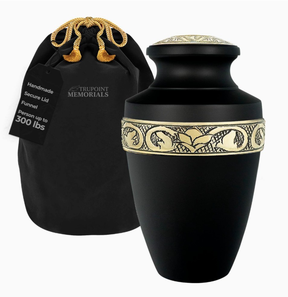 Trupoint X-Large Cremation Urn for Human Ashes, Black Gold Urns for Up to 300lbs Trupoint X-Large Cremation Urn for Human Ashes, Black Gold Urns for Up to 300lbs