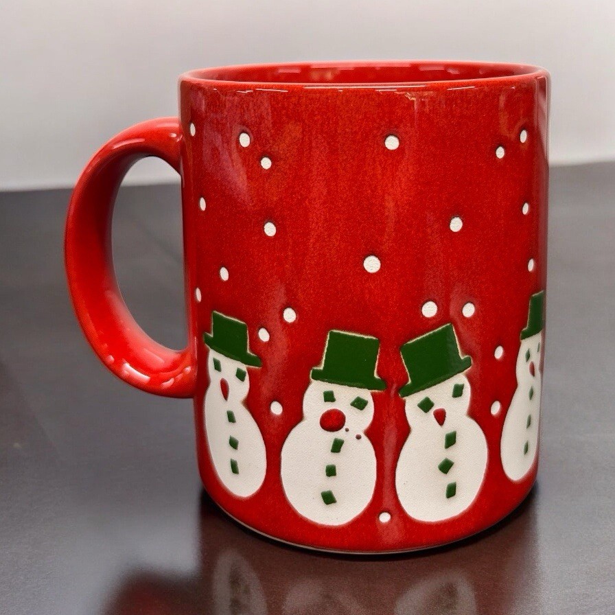 Vintage Waechtersbach Snowmen Christmas Mug Red West Germany