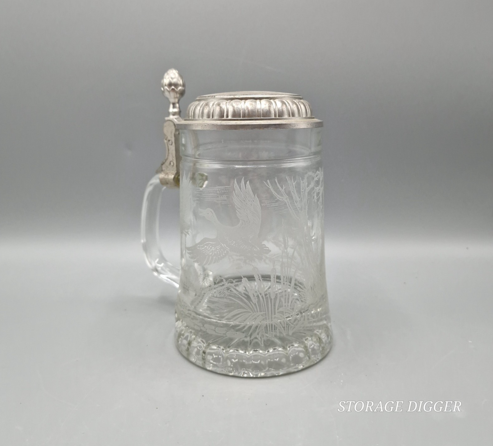 Vintage BMF West Germany Etched Glass Beer Stein 6\