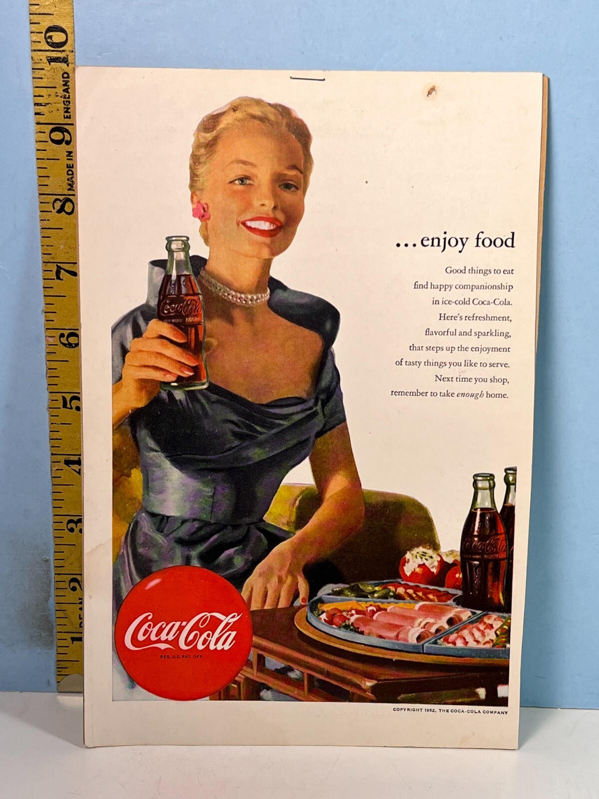 1952 Coca Cola Advertisement Beautiful Woman Dressed Up Holding Bottle, Bk Train