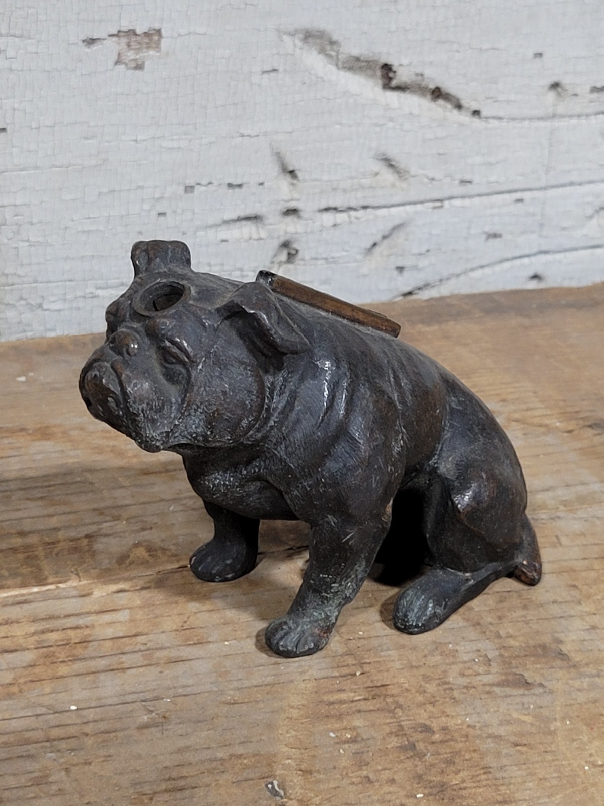 ​Vintage 1930s Ronson Art Metal Works Bulldog Striker Lighter Base As-Is Parts