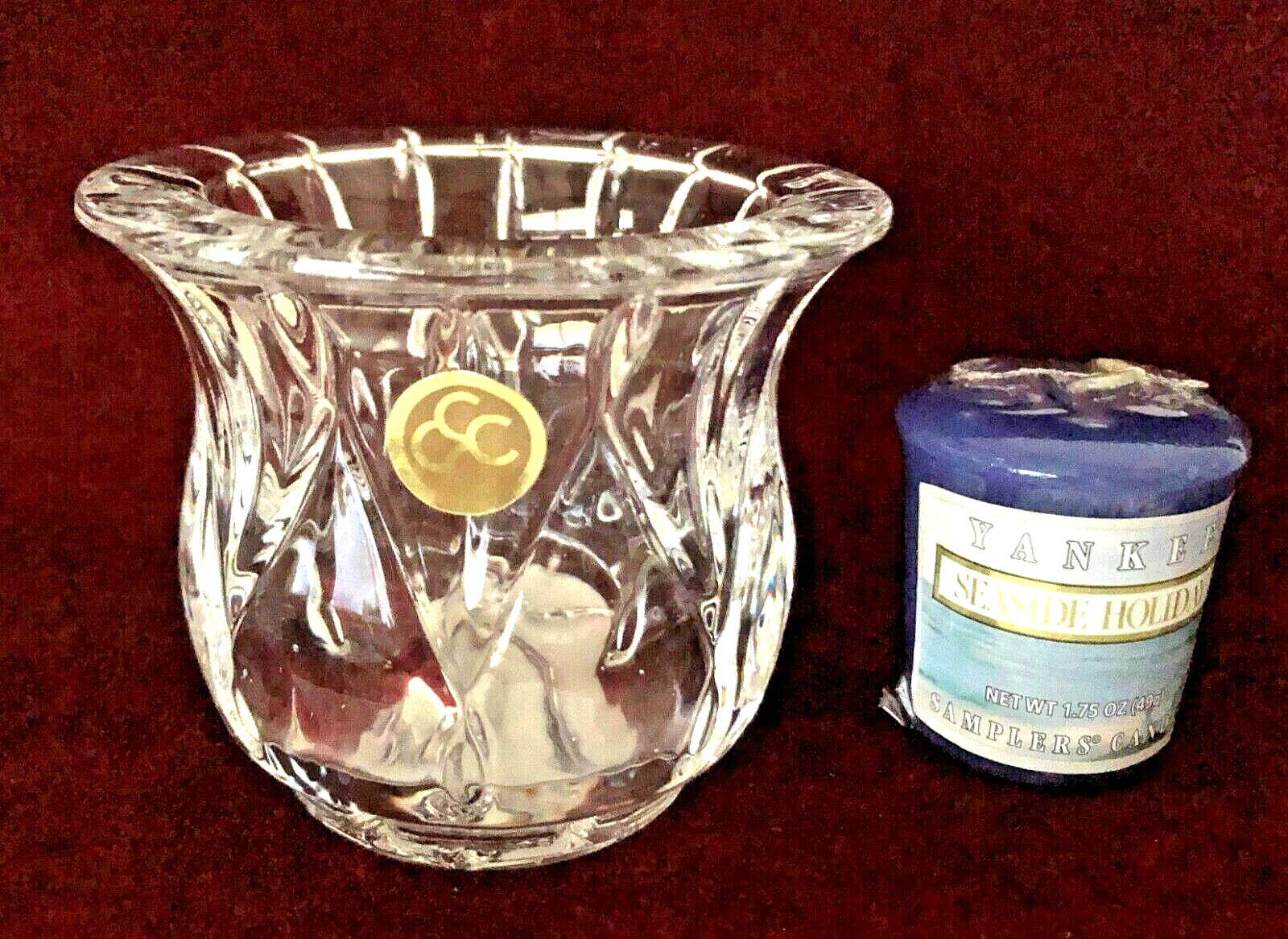 NEW RARE SUMMER YANKEE CANDLE - SEASIDE HOLIDAY in HEAVY COLONIAL CANDLE HOLDER