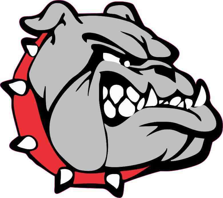 5in x 4.5in Red Collared Bulldog Sticker Car Truck Vehicle Bumper Decal