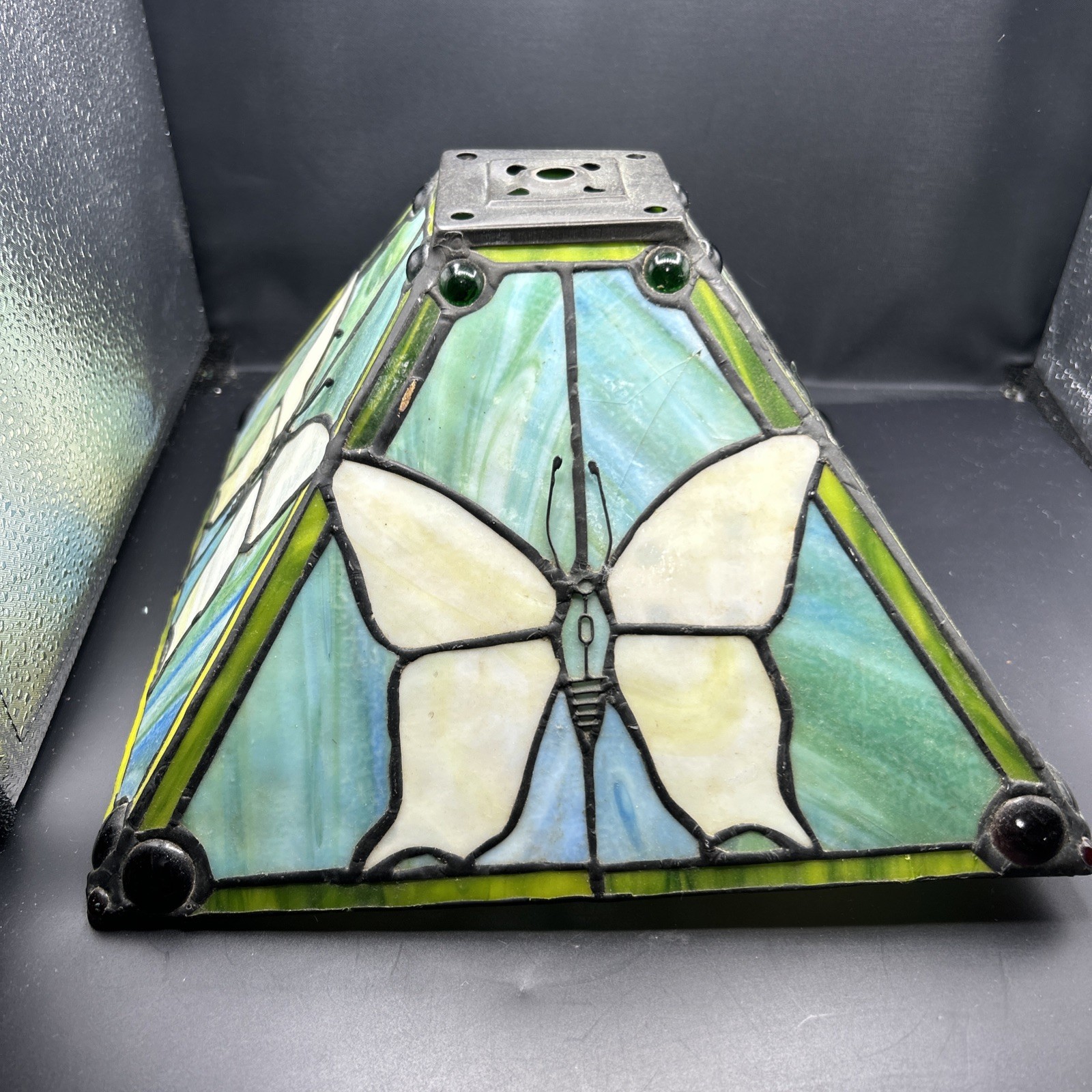 tiffany style Butterfly lamp shade Green Marbled Design See Pictures