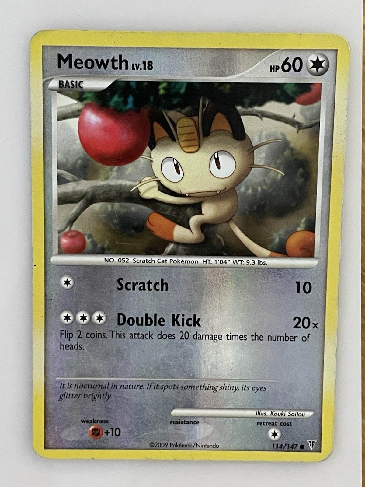 Meowth 114/147 Supreme Victors Reverse Holo Heavily Played Nintendo 2009