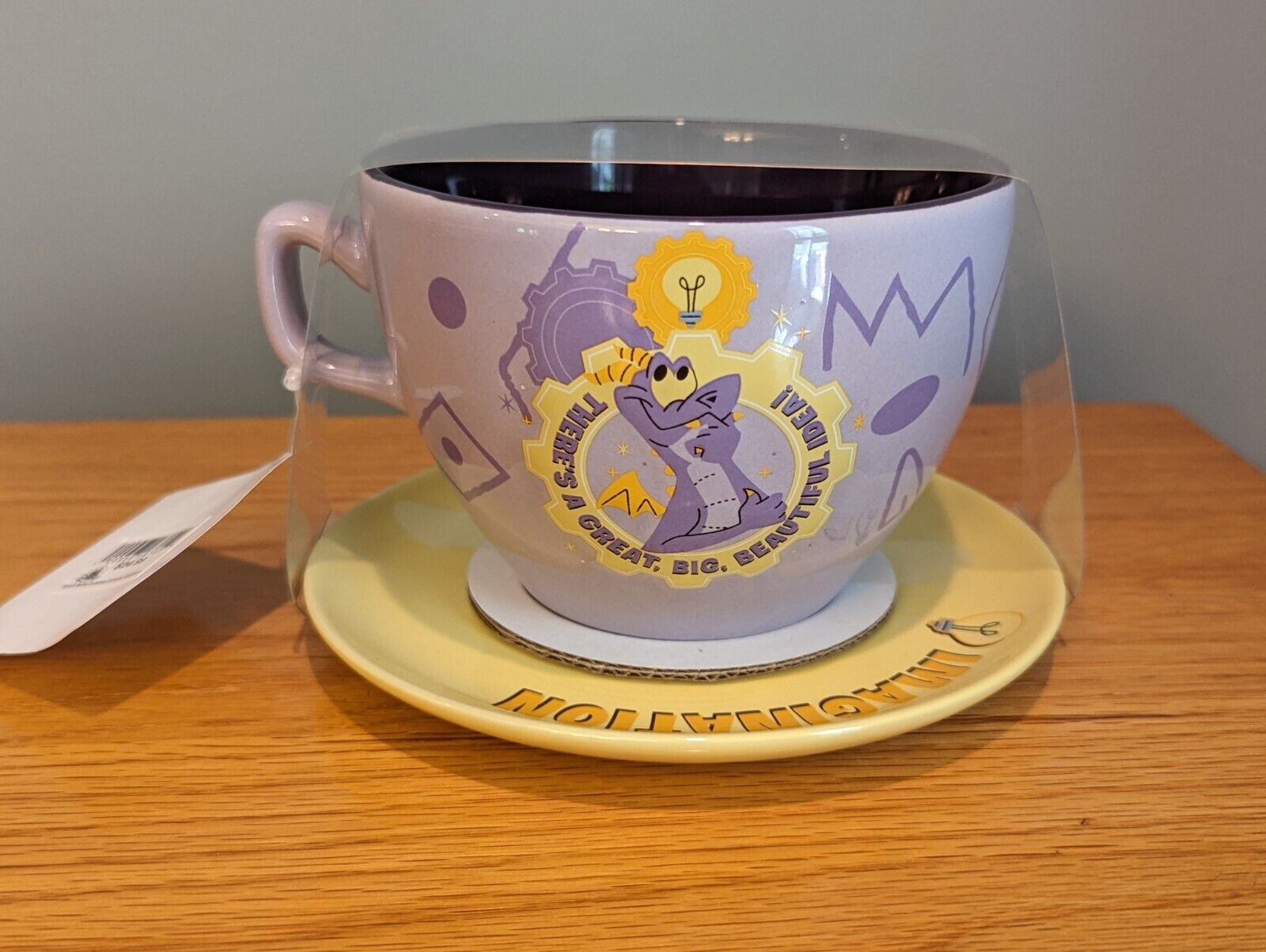 Disney Parks Epcot Figment One Little Spark Imagination Mug & Saucer Set Tea Cup