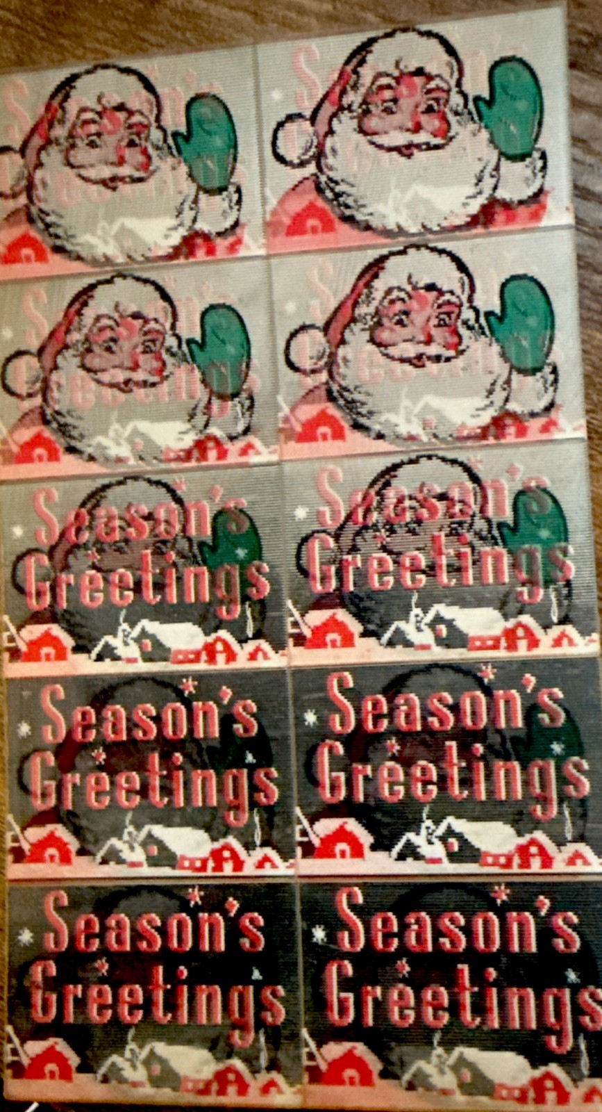 ORIGINAL 1950s VARI-VUE SANTA XMAS UNCUT SHEET 10 FLICKERS NOS RARE ORIGINAL 1950s VARI-VUE SANTA XMAS UNCUT SHEET 10 FLICKERS NOS RARE