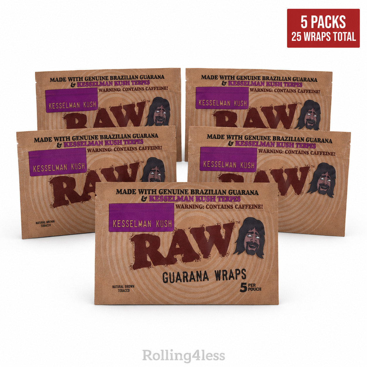 RAW Guarana Wraps Kesselman Kush Caffeinated Rolling Papers 5 Packs 25 Wraps RAW Guarana Wraps Kesselman Kush Caffeinated Rolling Papers 5 Packs 25 Wraps
