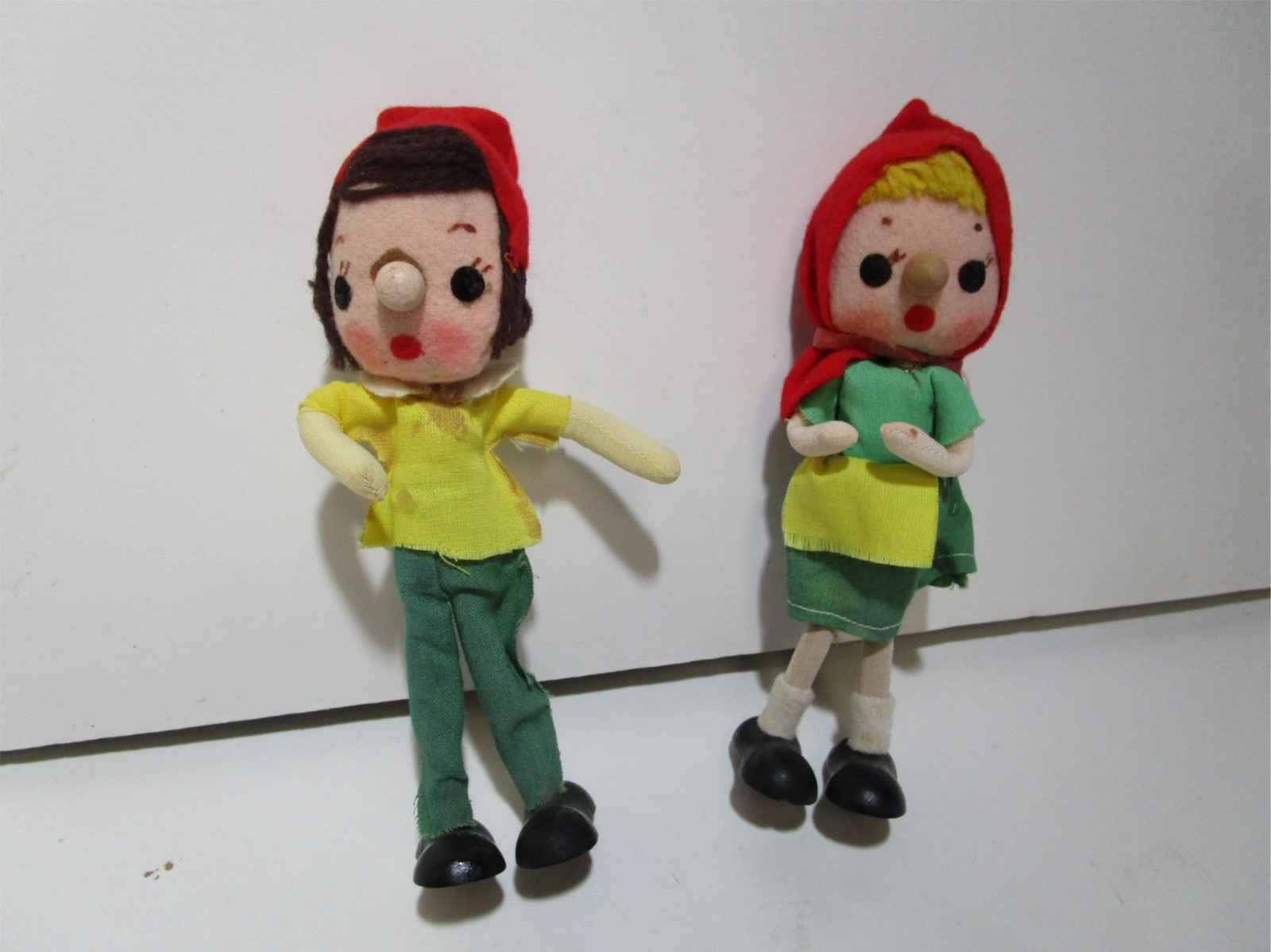 Vintage felt elfin people 1960\'s Japan man and lady