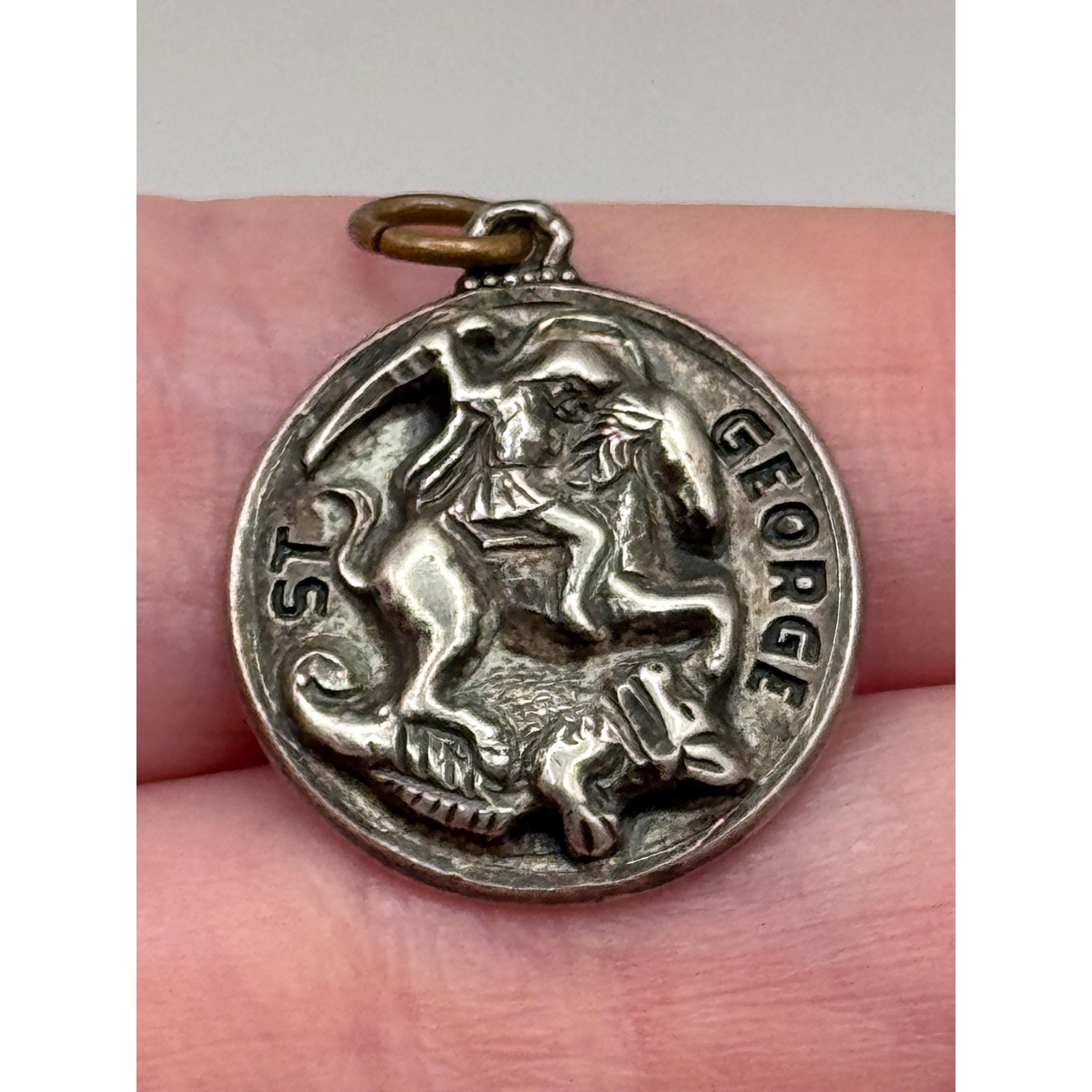 Vintage Creed Sterling Silver Saint George Medal Pendant