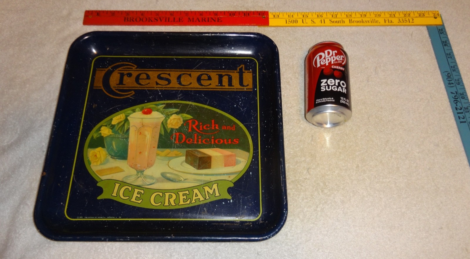 VINTAGE ANTIQUE ORIGINAL 1925 CRESCENT ICE CREAM đ¨ & MILK SHAKE METAL TRAY SIGN VINTAGE ANTIQUE ORIGINAL 1925 CRESCENT ICE CREAM đ¨ & MILK SHAKE METAL TRAY SIGN