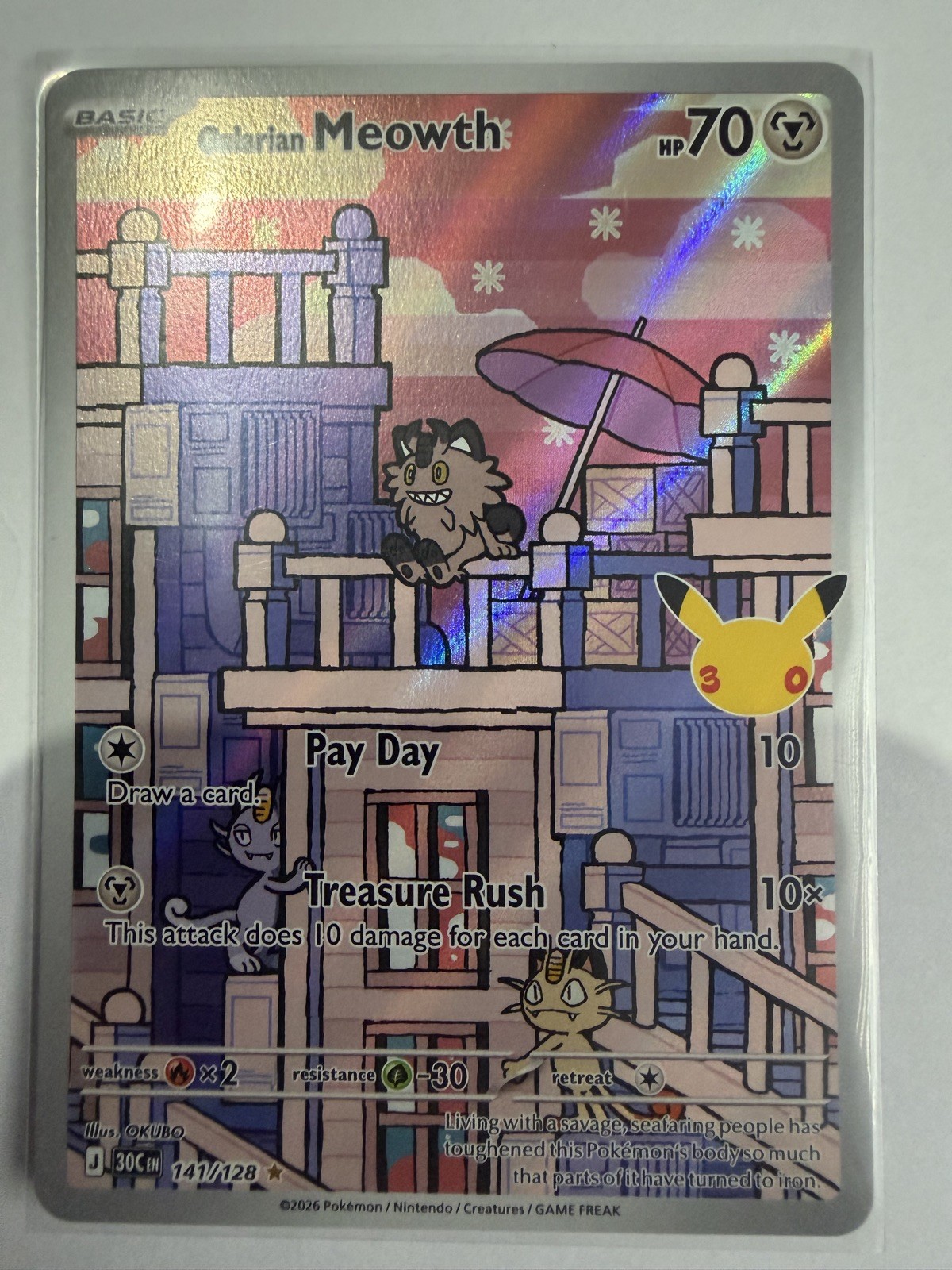 Pokémon TCG Galarian Meowth 141/128 30th Anniversary Collection Pokémon TCG Galarian Meowth 141/128 30th Anniversary Collection