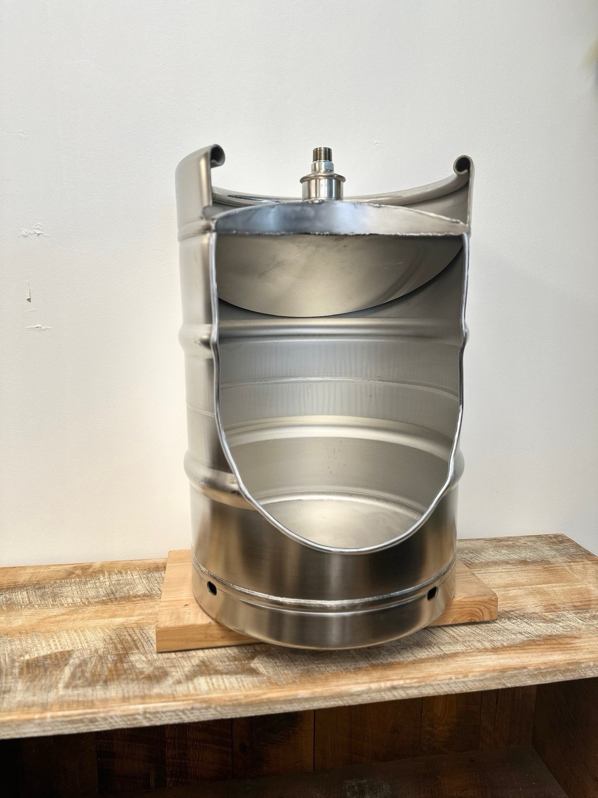 1/2 Beer Keg Urinal-Front Cut Out With Flusher