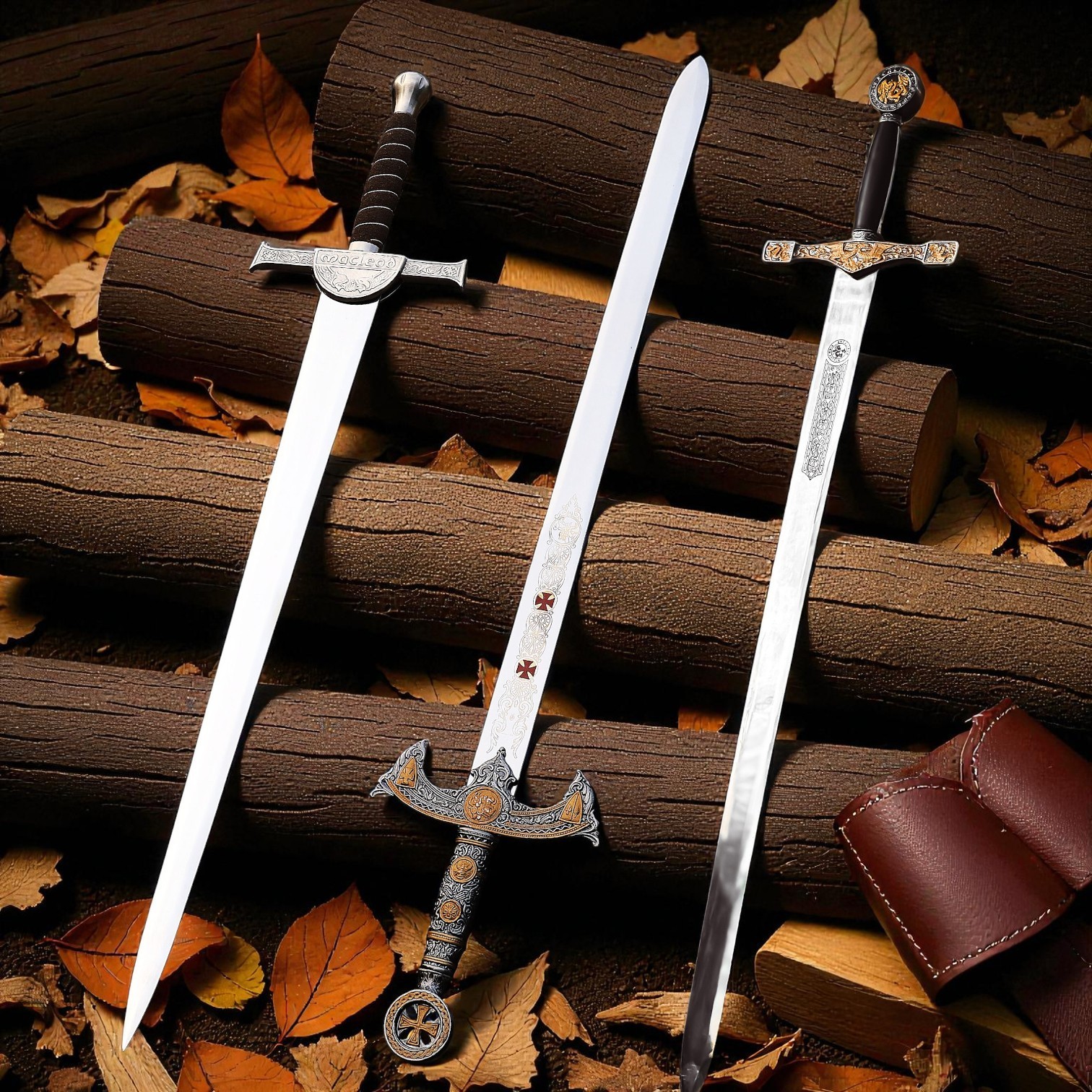 Set of 3 Highlander Clan Sword Templar Knight, King Arthur Excalibur prop Gifts Set of 3 Highlander Clan Sword Templar Knight, King Arthur Excalibur prop Gifts