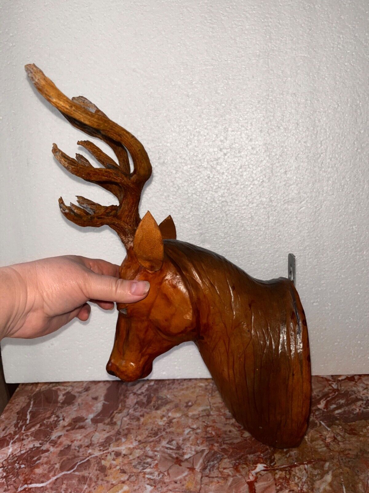 Leather  Deer Head wall mounted sculpture wall decor