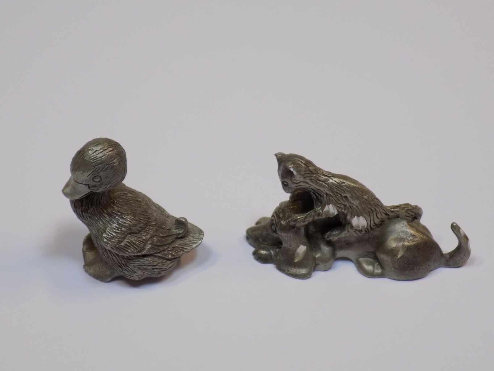Spoontiques Vintage Miniature Pewter Duck Duckling Small Lot Set Cuteri Dog Cat