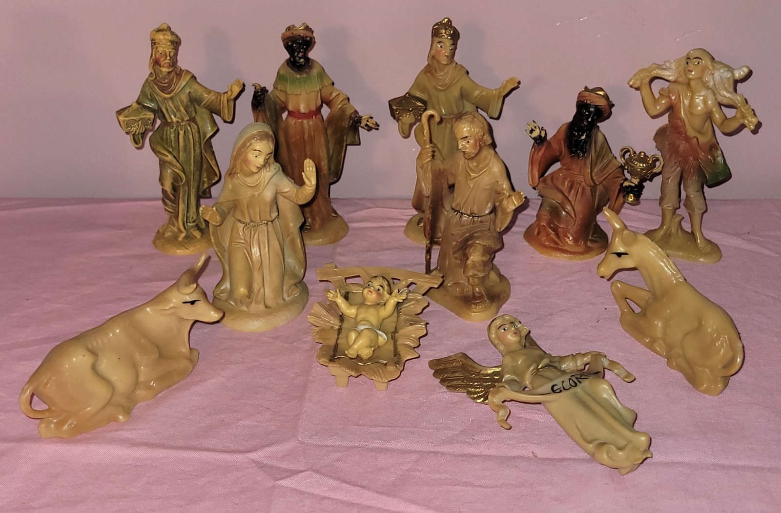 11 Vintage Nativity Figurines Mary Joseph Jesus Angel Wise Men Animals