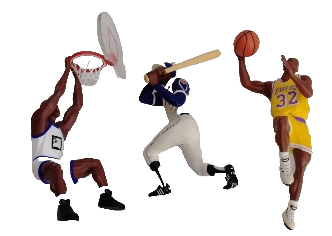 Hallmark Sports Ornament Lot Hank Aaron Shaq Magic Johnson 1993 1995 1997