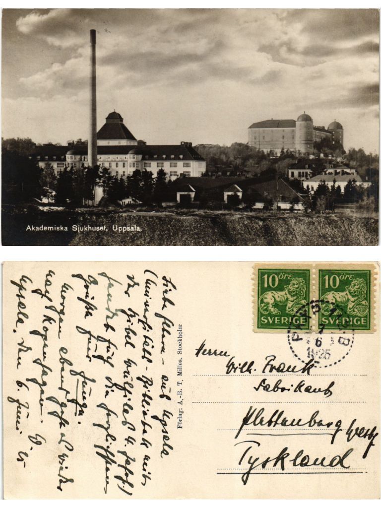 Old postcard AK UPPSALA Akademiska Sjukhuset SWEDEN (419742)