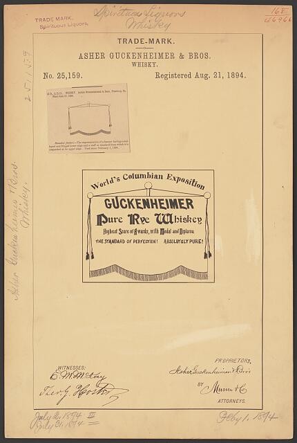 Photo:Asher Guckenheimer Bros Guckenheimer Pure Rye Whiskey 1894 Trademark