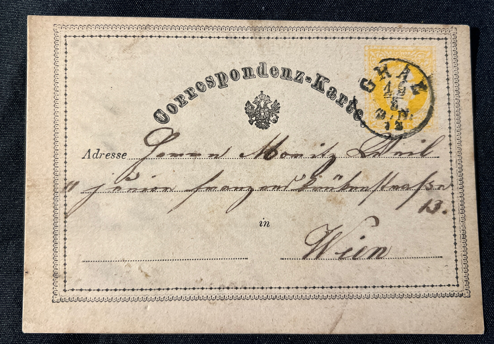 Scarce Original Austria 1873 Postcard Origin of Postcards Leopoldstadt District