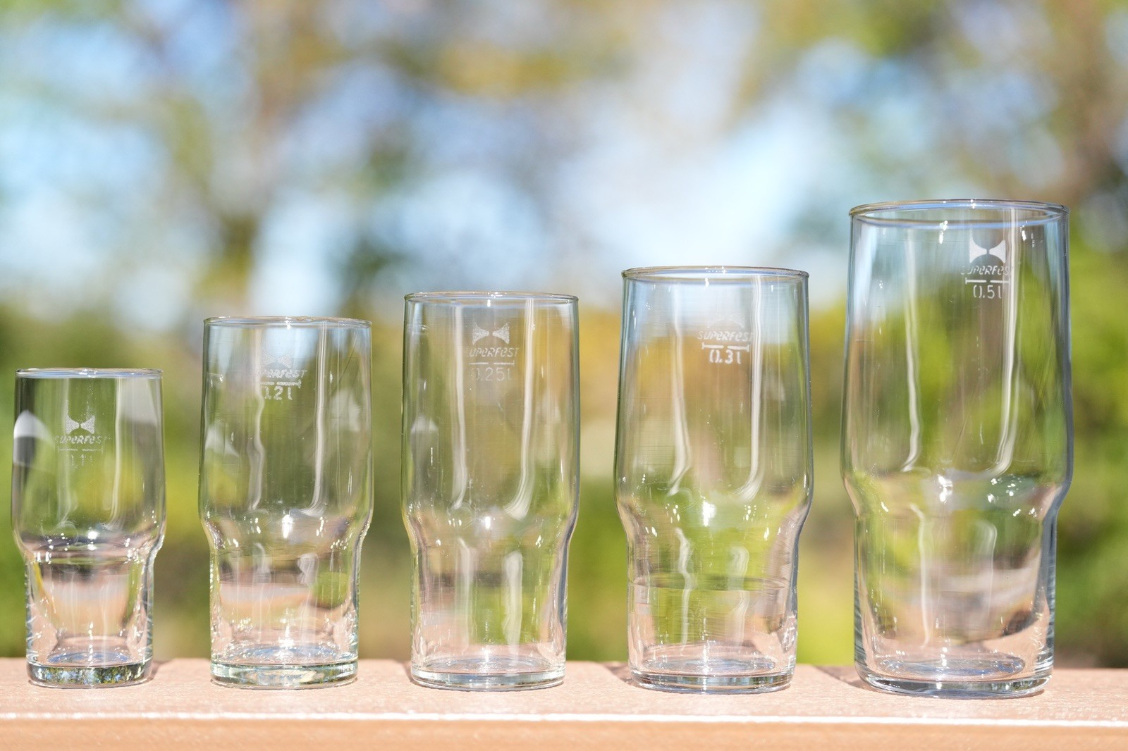 All 5 Sizes  Full Set Superfest Beer glasses GDR Mitropa Tough German Glassware