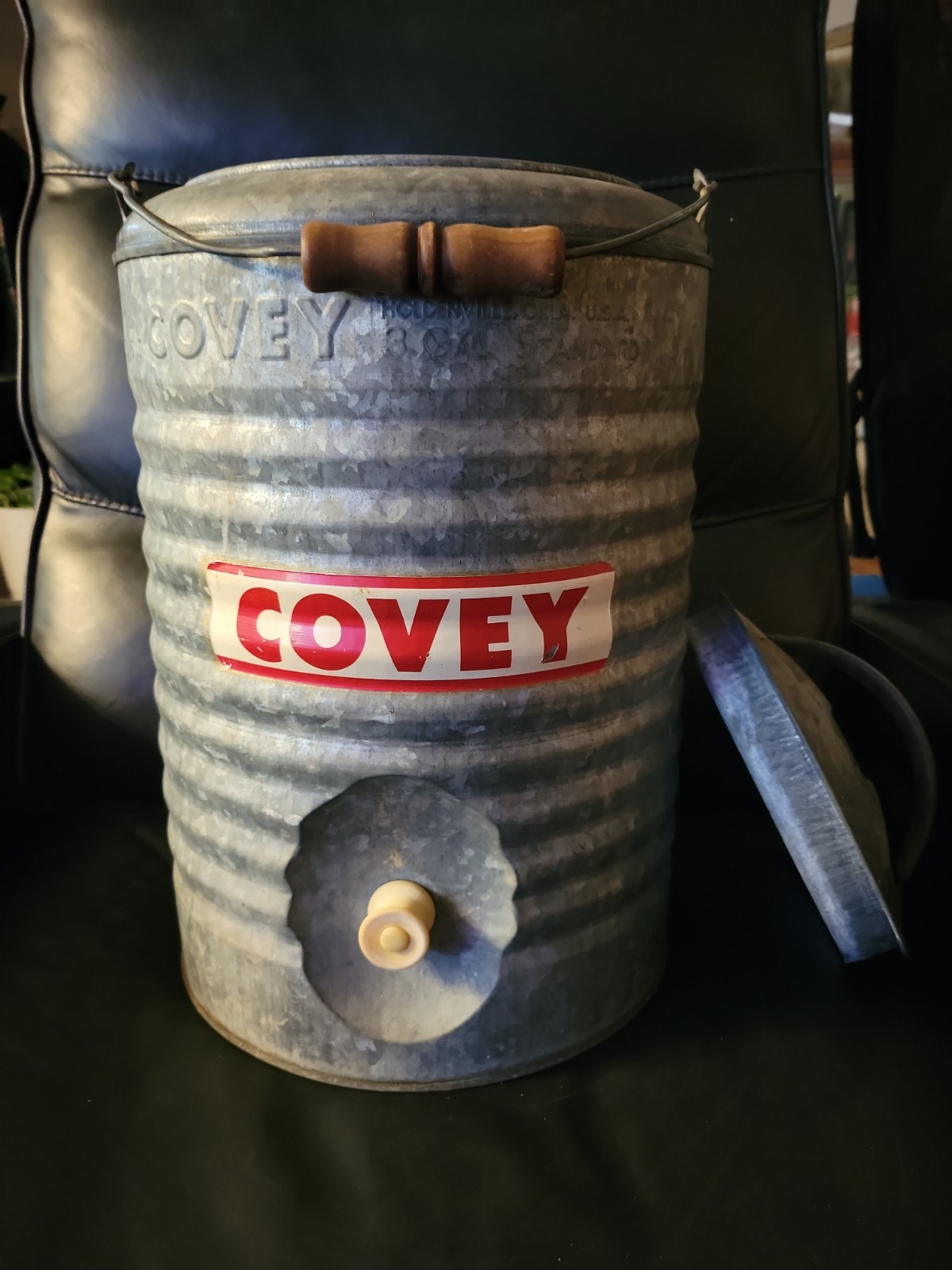 Vintage 3 gallon Covey Water Cooler - Galvanized Steel