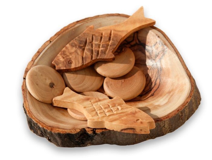 The Miracle with 5 Loaves and 2 Fish 'Tabgha' made from Olive Wood