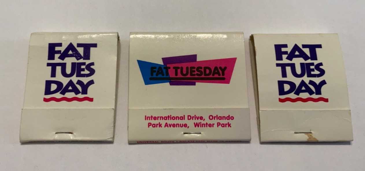 2 Vintage FAT TUESDAY Duval Street Key West Matches Matchbook Unstruck Full RARE 2 Vintage FAT TUESDAY Duval Street Key West Matches Matchbook Unstruck Full RARE