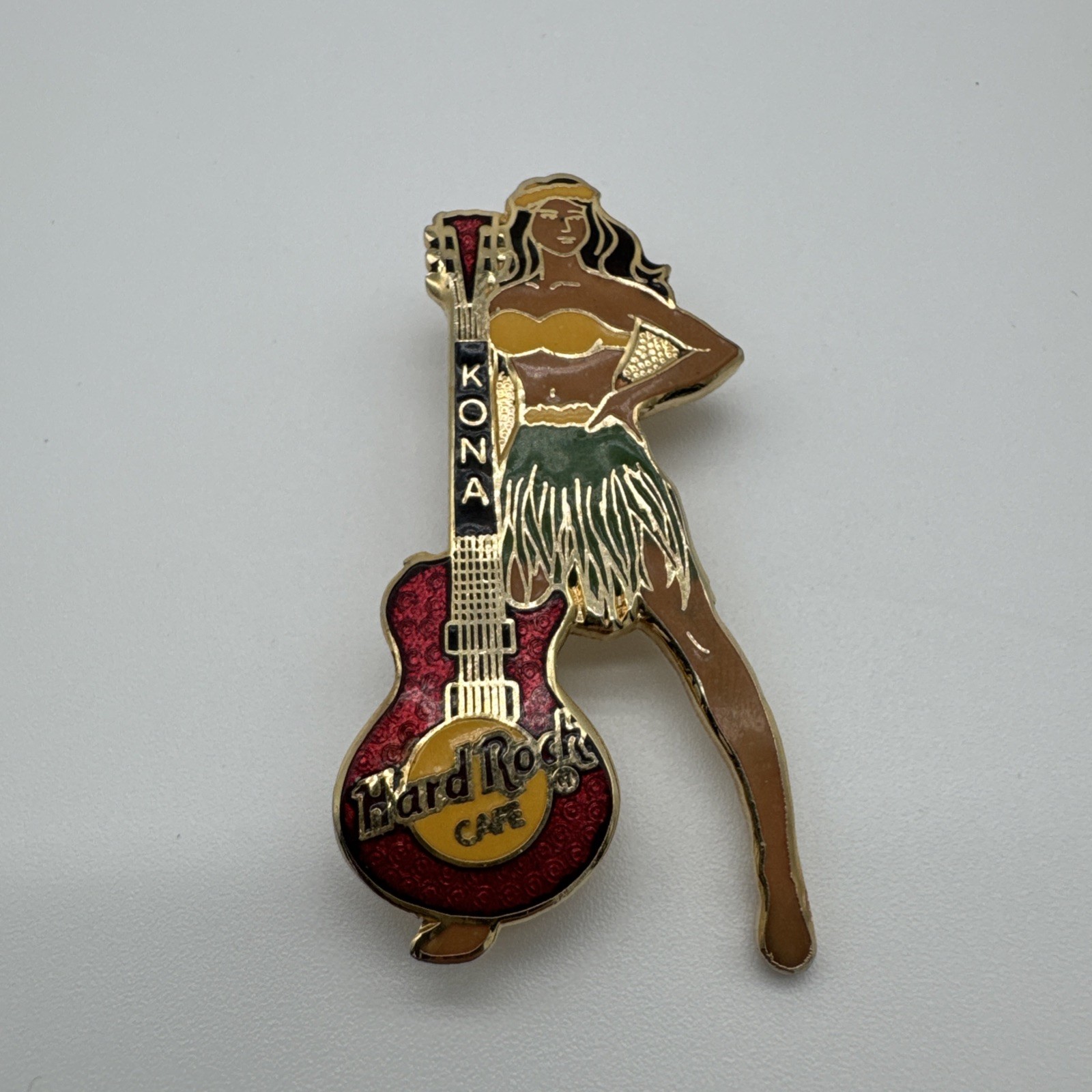Hard Rock Cafe KONA HULU GIRL VINTAGE GUITAR Pin -RARE CLOSED CAFE