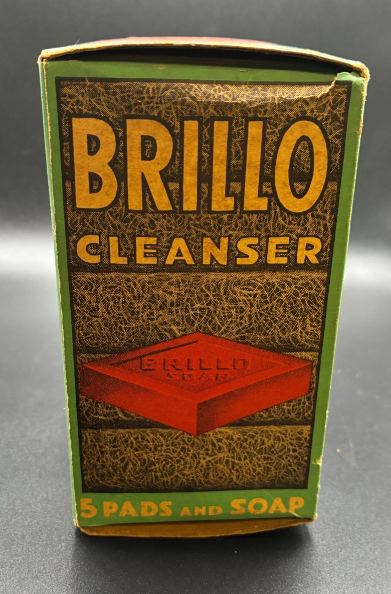 Vintage 1930s Brillo Cleanser Box Unopened NOS 5 Pads Soap Kitchen Advertising