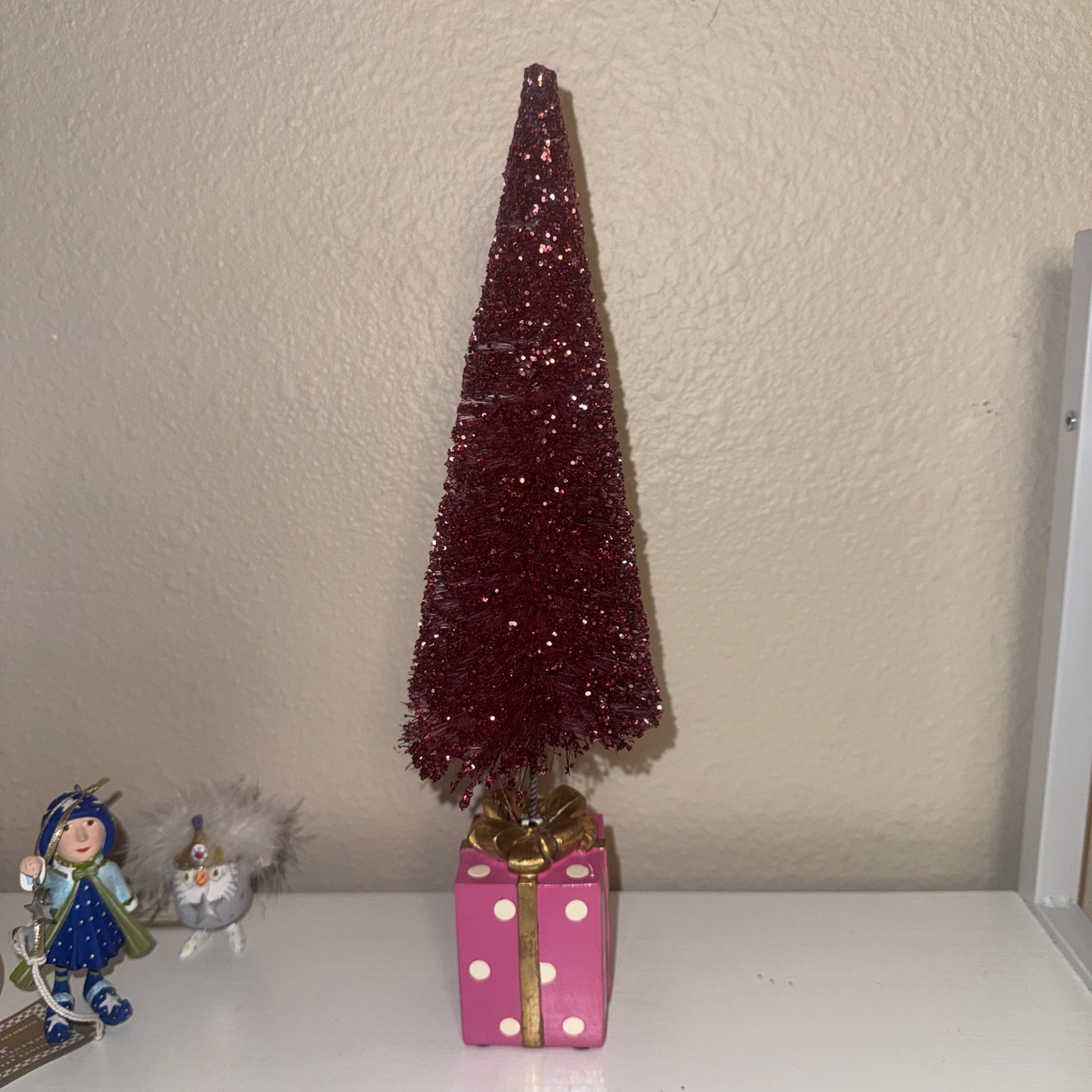 Christmas Tree Sparkly Pink Polka dot McKenzie Child 12’ Never Used