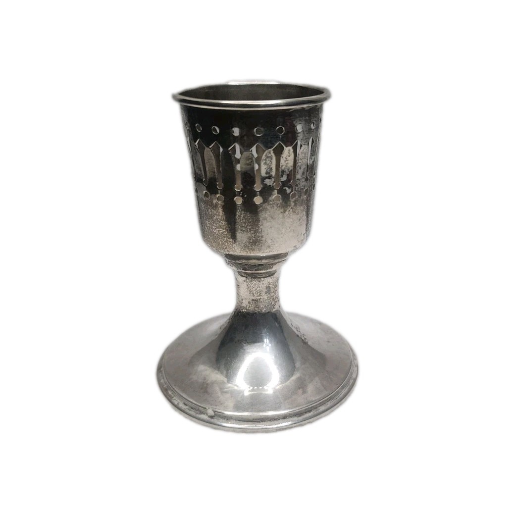 Vintage Sterling Silver Pierced Cutout Kiddush Cup Goblet Chalice Judaica 23g