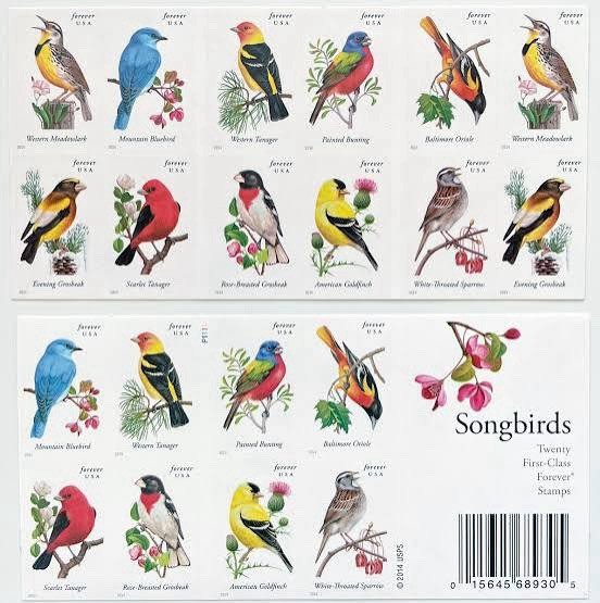 USPS SONGBIRDS BOOKLET OF 20 FIRST CLASS LETTER STAMPS USPS SONGBIRDS BOOKLET OF 20 FIRST CLASS LETTER STAMPS