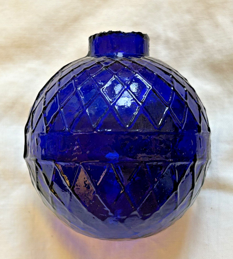 RARE ORIGINAL  ANTIQUE  COBALT BLUE  GLASS  TARGET  BALL , NB GLASSWORKS PERTH .