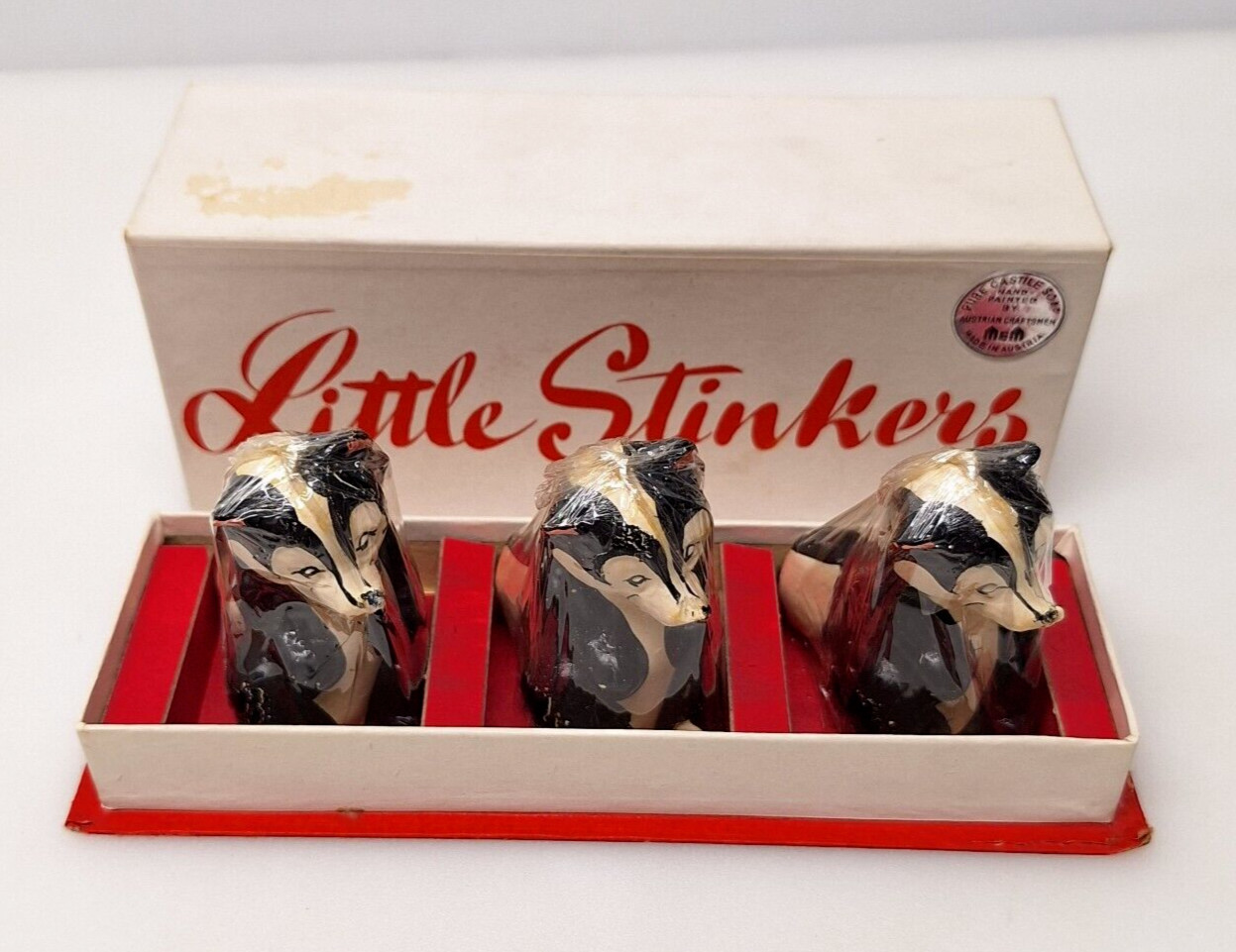 Little Stinkers Pure Castile Soap Skunks Vintage Austrian Pepe Le Pew Hand Craft