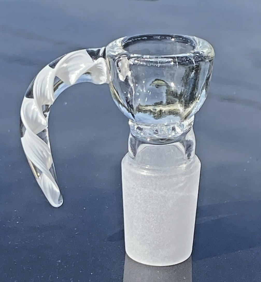 Awesome 18mm Horned 7-Hole Built in Screen Thick Glass Slide Bowl Piece