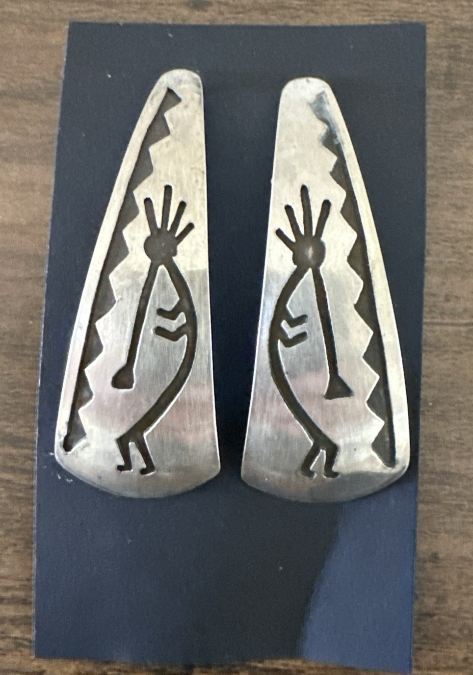 Vintage Navajo Native American Sterling Silver Kokopelli Stud Earrings Kirby Nez