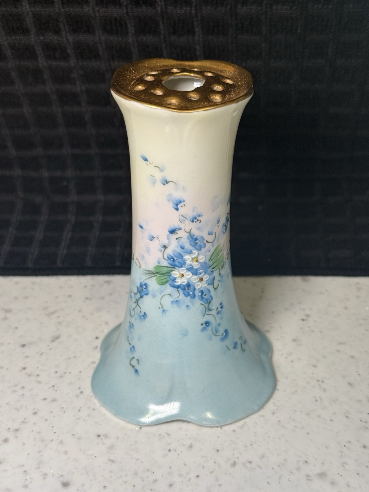 Antique Victorian Bavaria Porcelain Blue Hat Pin Holder Blue 1800- 1920