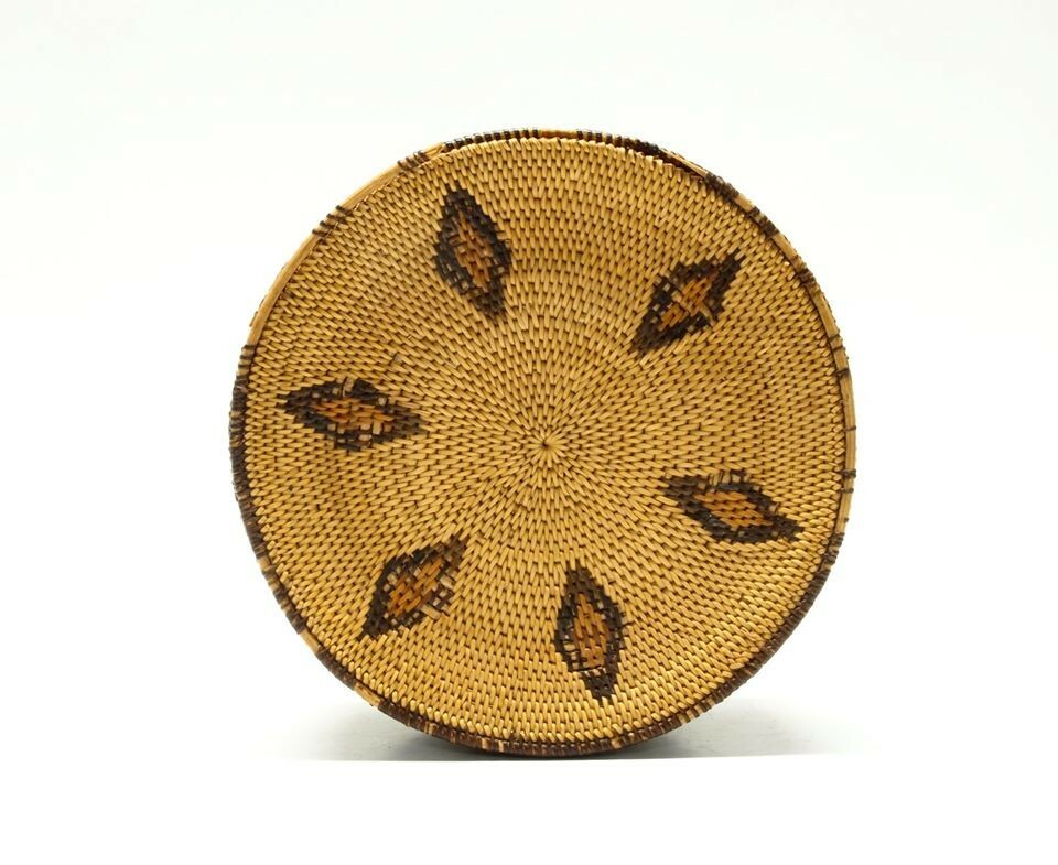ANTIQUE ROMBLON ISLAND PHILIPPINES LIDDED COIL BASKET
