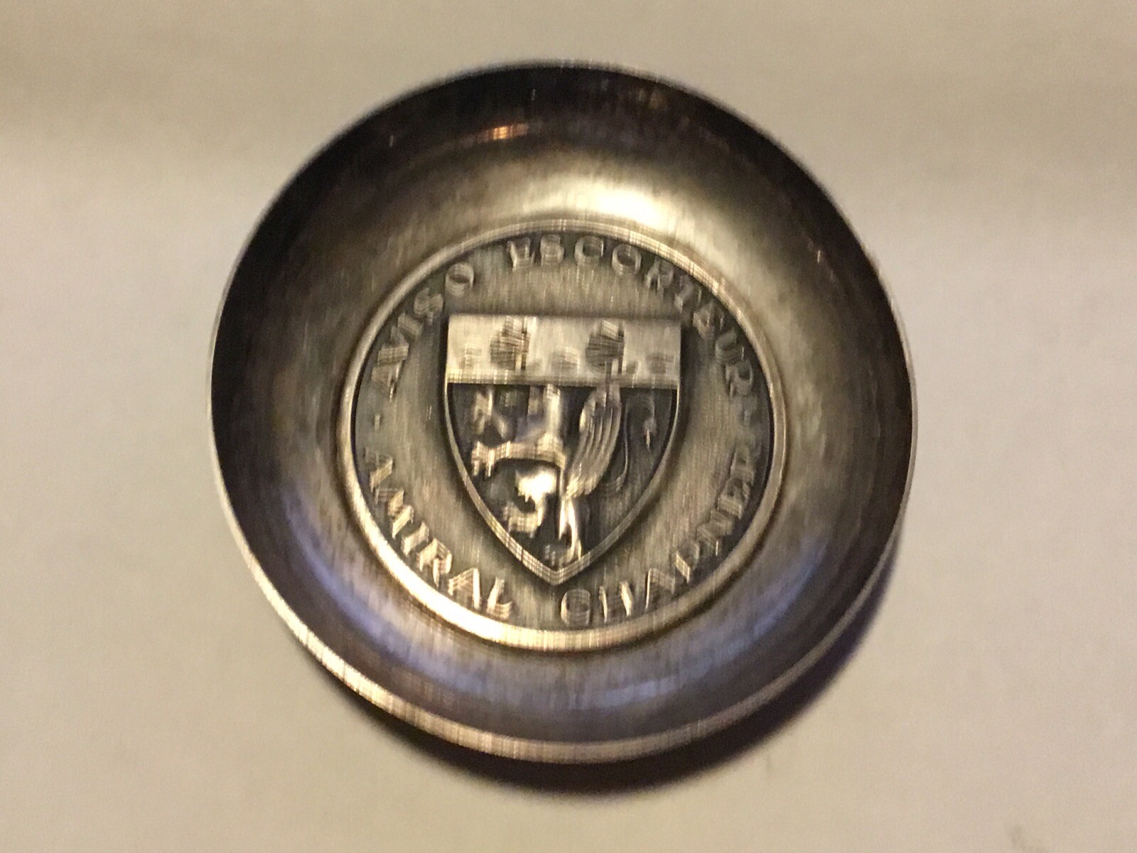 Vintage French Navy Aviso Ship Amiral Charner Crest Dish Silverplate