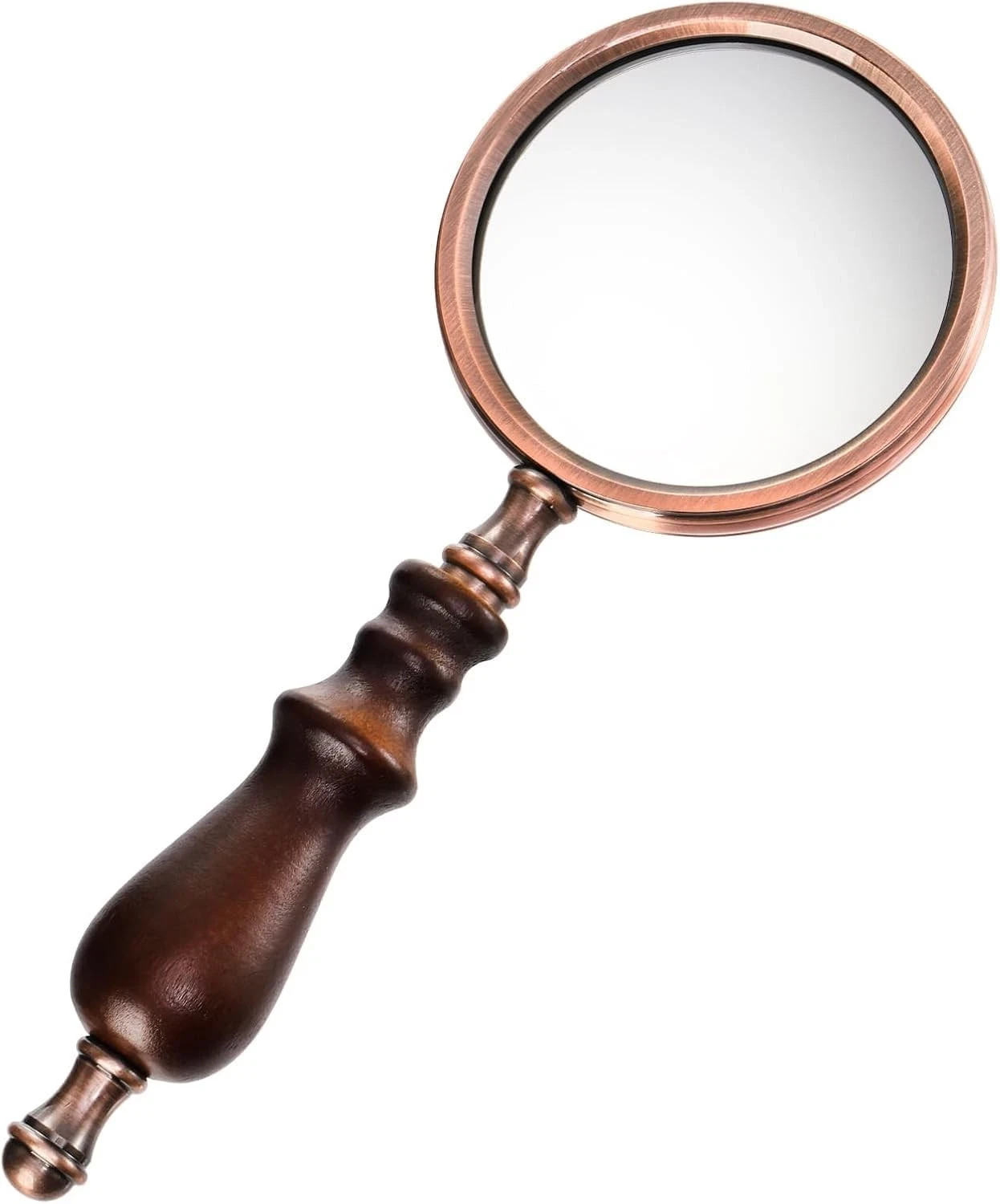 10X Antique Magnifying Glass, Brass Handheld Magnifier with Wooden Handle, De... 10X Antique Magnifying Glass, Brass Handheld Magnifier with Wooden Handle, De...
