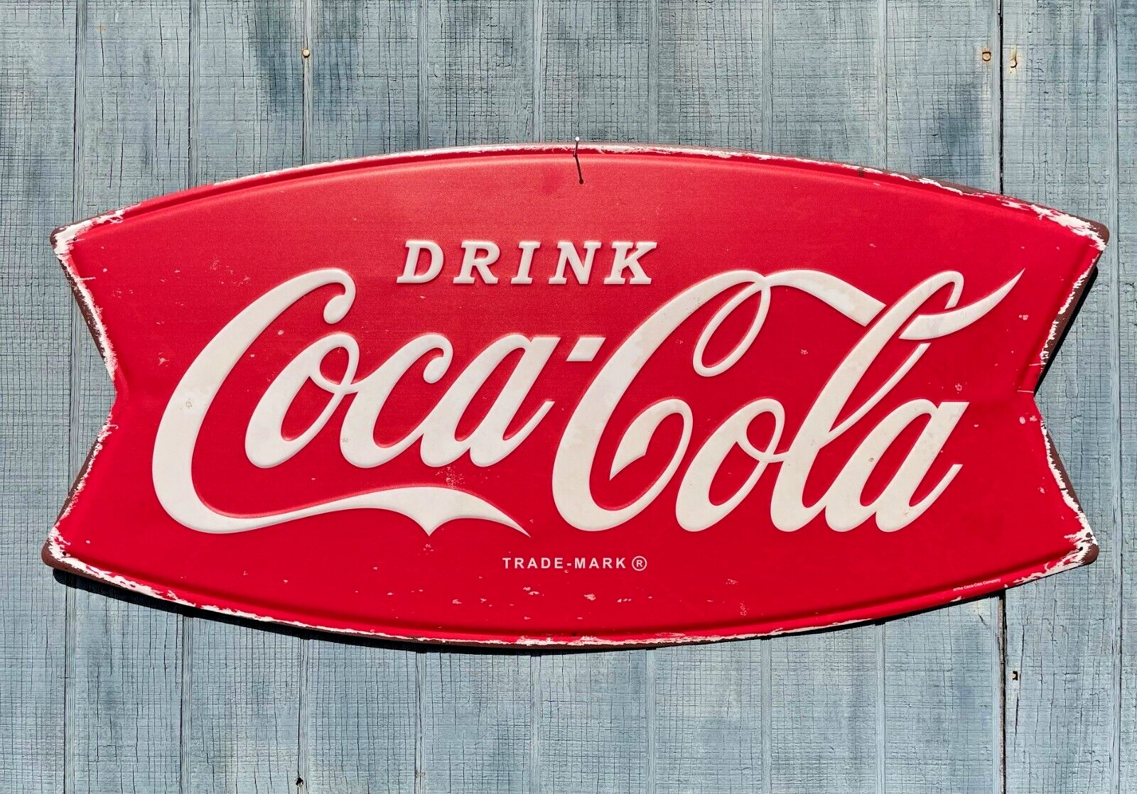 NEW Reproduction Fishtail Coca-Cola / Coke Metal Sign 36in X 18in Vintage NEW Reproduction Fishtail Coca-Cola / Coke Metal Sign 36in X 18in Vintage